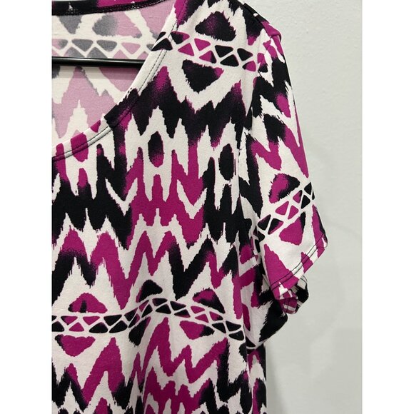Notations Petite Womens Multicolor Ikat Print Short Flutter Sleeve Top Sz XLP - Picture 4 of 8
